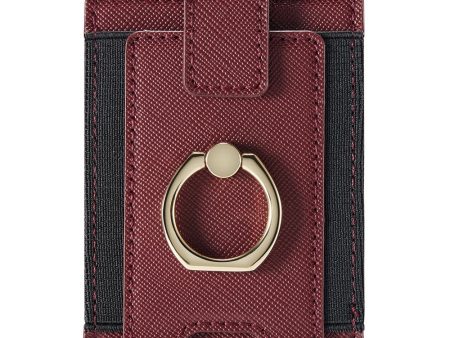 MUXMA Universal leather card holder with ring grip - Red Supply