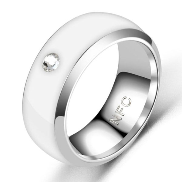 Smart editable stainless steel multifunctional NFC ring - White   10# Cheap