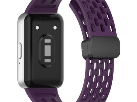 Wrist Band Samsung Galaxy Fit3 R930 Magnetic Silicone Smartwatch Bracelet Strap - Dark Purple Sale