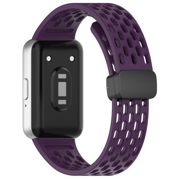 Wrist Band Samsung Galaxy Fit3 R930 Magnetic Silicone Smartwatch Bracelet Strap - Dark Purple Sale