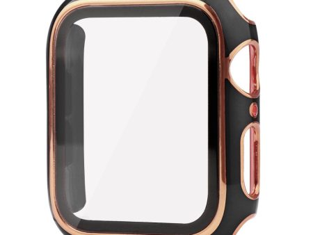 Apple Watch SE 2022 (44mm) dual color electroplating cover with tempered glass - Black   Gold Online Hot Sale