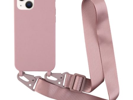 Thin TPU case with a matte finish and adjustable strap for iPhone 13 - Deep Pink Discount