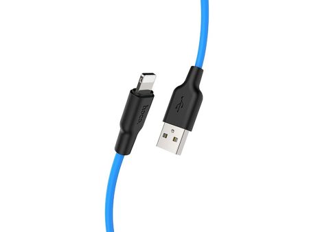 HOCO X21 Plus Silicone charging cable for Lightning - black＆blue Hot on Sale