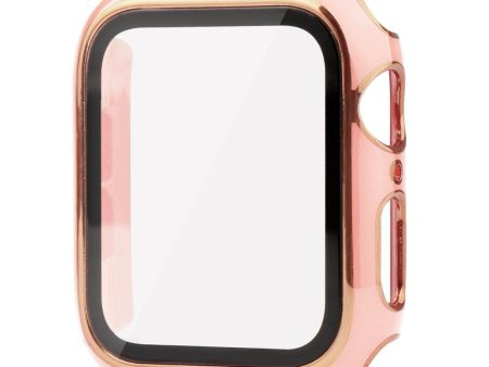 Apple Watch SE 2022 (40mm) dual color electroplating cover with tempered glass - Pink   Gold Online now