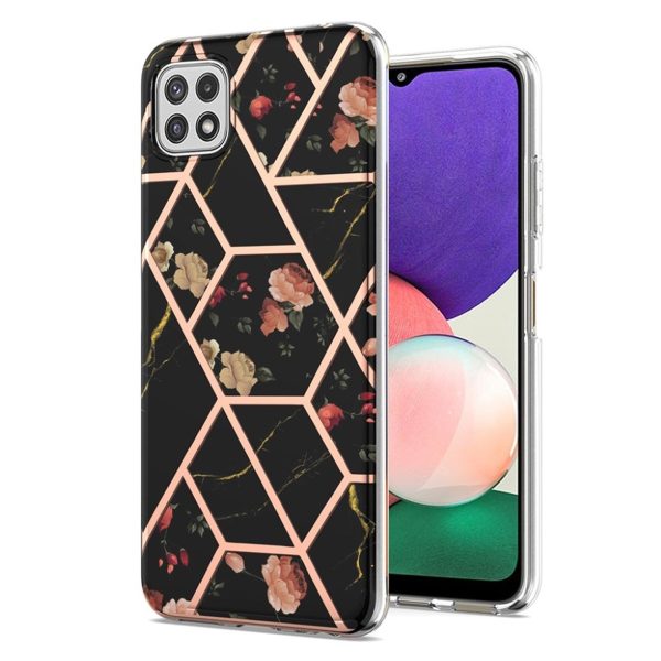 Marble Samsung Galaxy A22 5G case - Black Marble   Flower Discount