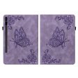 Purple Tablet Case for Samsung Galaxy Tab S9 Plus   S9 FE Plus with Butterfly Flower Imprint and Card Holder, Online now