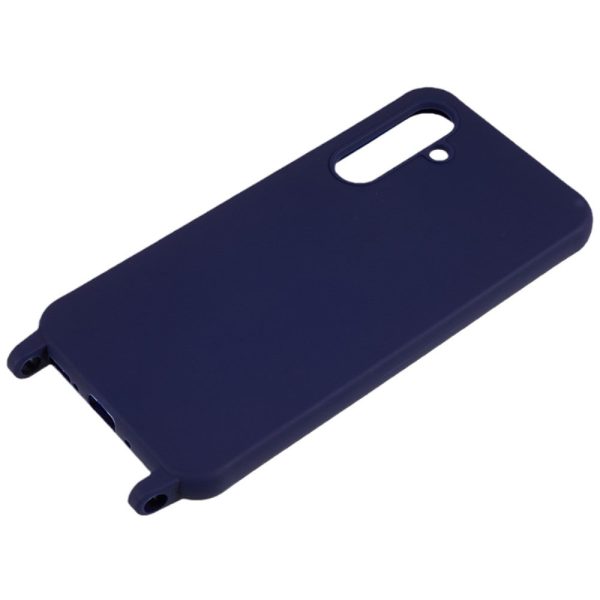 Thin flexible Samsung Galaxy A55 case with a matte finish and adjustable strap - Dark Blue Online Sale