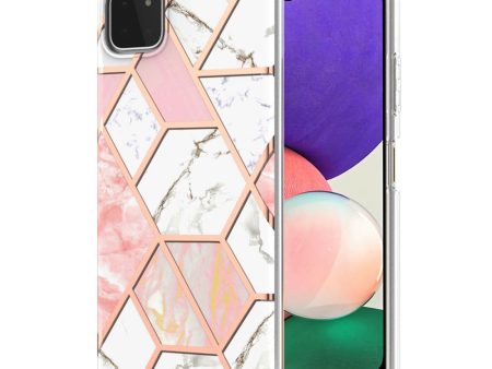 Marble Samsung Galaxy A22 5G case - Pink   White Sale