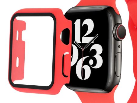 Apple Watch SE 2022 (40mm) cover with tempered glass screen protector - Red Online Hot Sale