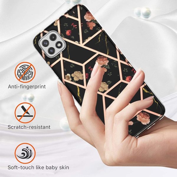 Marble Samsung Galaxy A22 5G case - Black Marble   Flower Discount