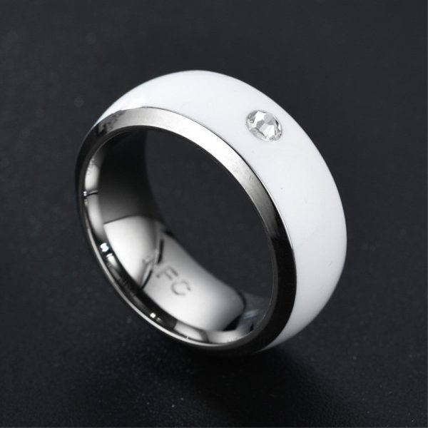 Smart editable stainless steel multifunctional NFC ring - White   10# Cheap