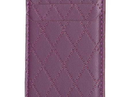 Universal rhombus style leather card holder - Dark Purple For Sale