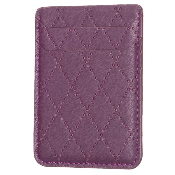 Universal rhombus style leather card holder - Dark Purple For Sale