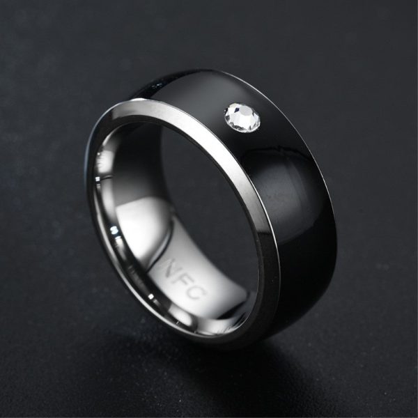 Smart editable stainless steel multifunctional NFC ring - Black   11# For Cheap